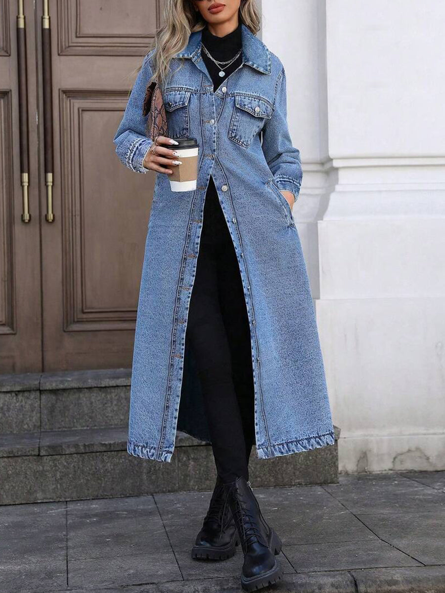 Stylish Long Denim Jacket