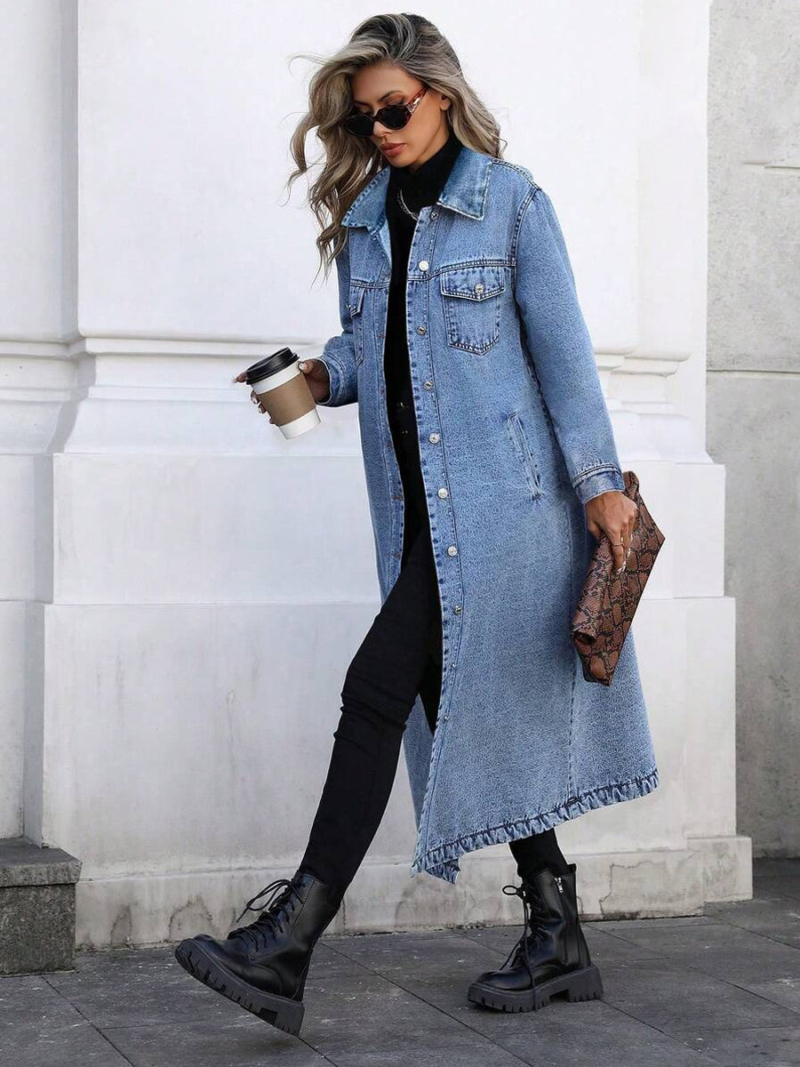 Stylish Long Denim Jacket