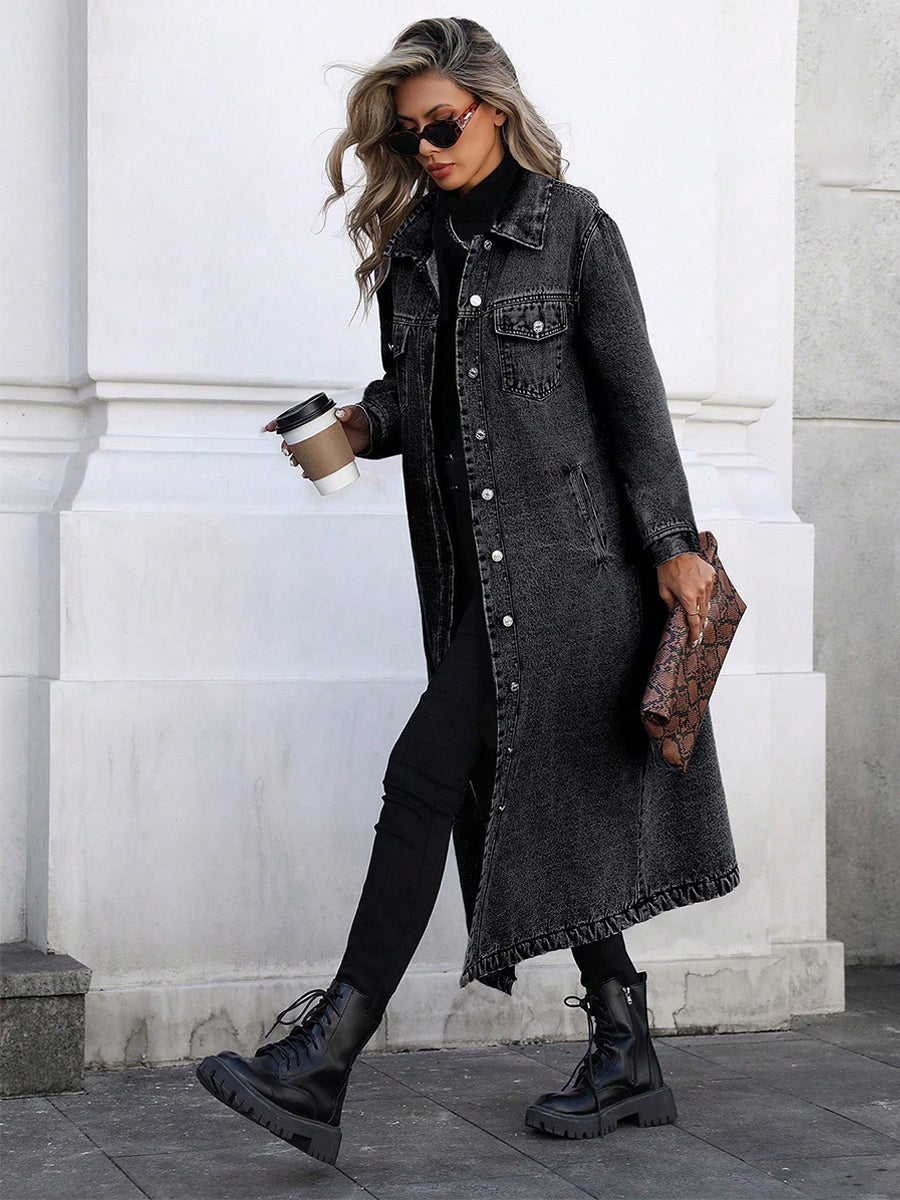 Stylish Long Denim Jacket