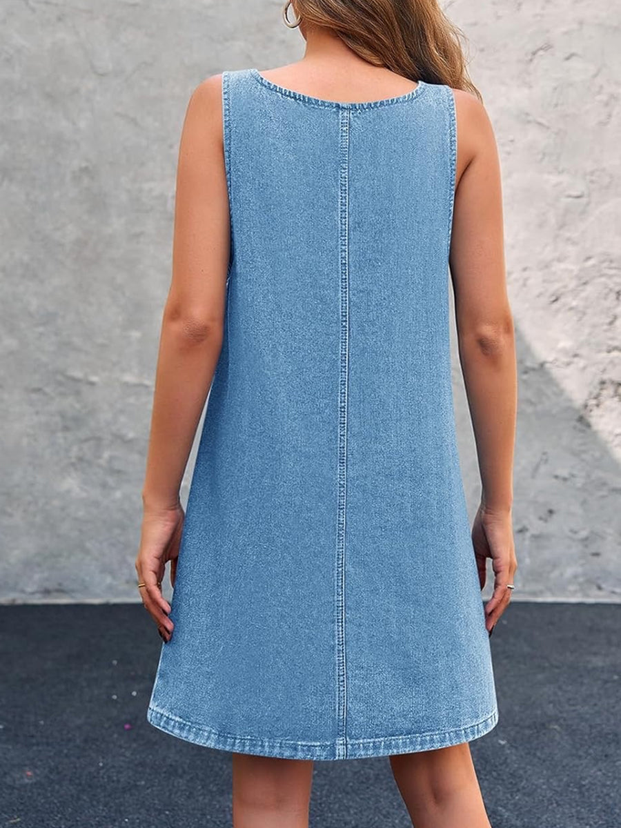 Casual Denim Overall Dress
