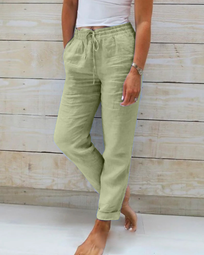Allison — Cotton Linen Tailored Trousers