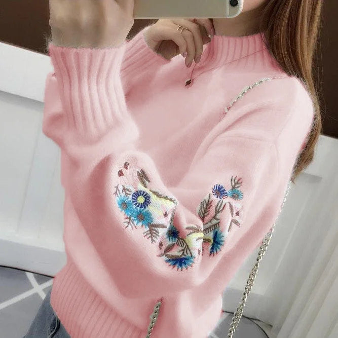 Thick Embroidered Cashmere knit sweater