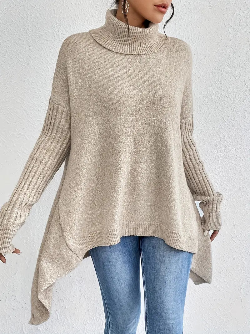 Long Ribbed Turtleneck Sweater