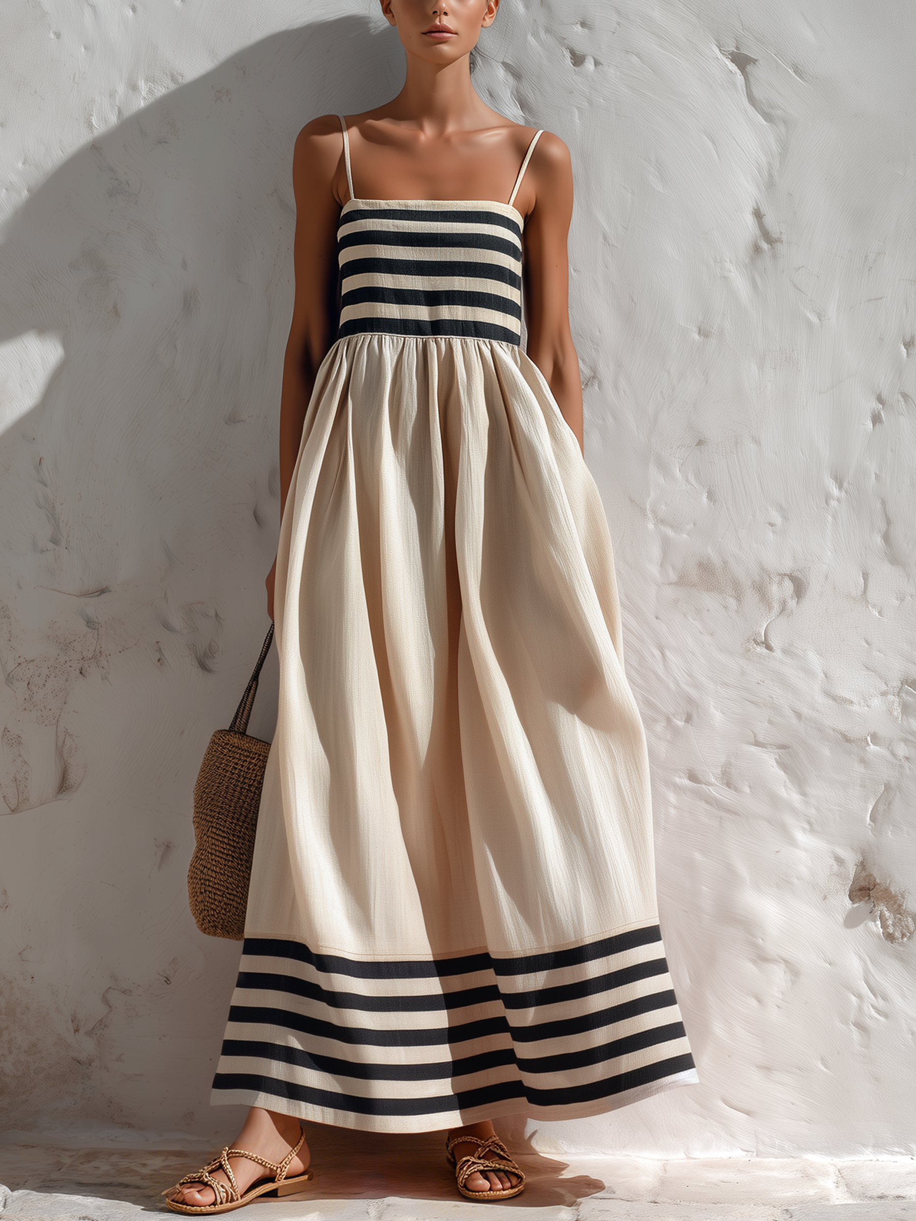 Striped Spaghetti Strap Maxi Dress