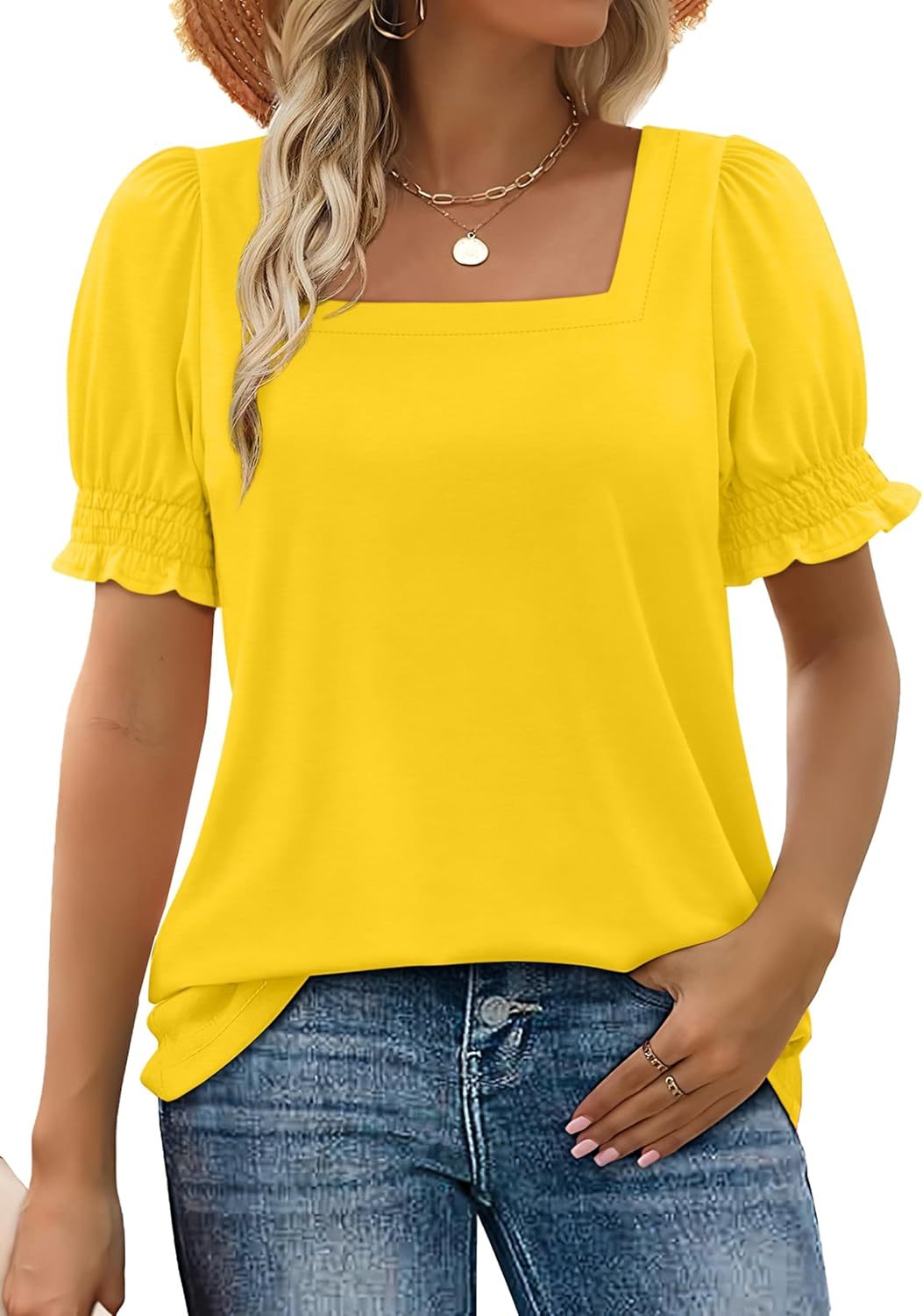 Monica — Smocked Square Neck Top