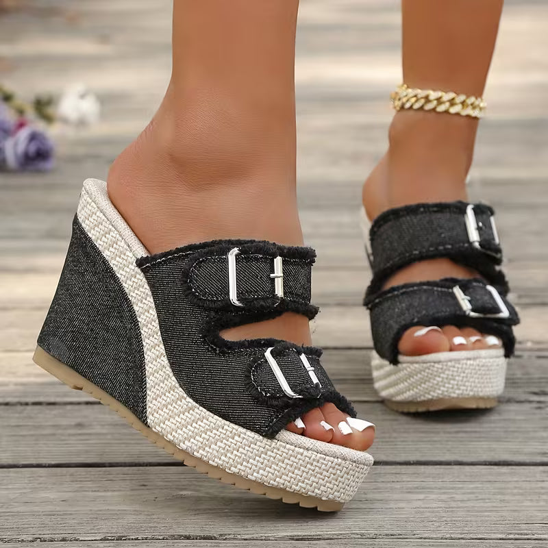 Fray Edge Wedge Sandals