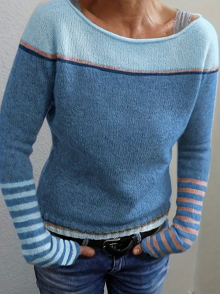 Long Sleeve Striped Knit Sweater