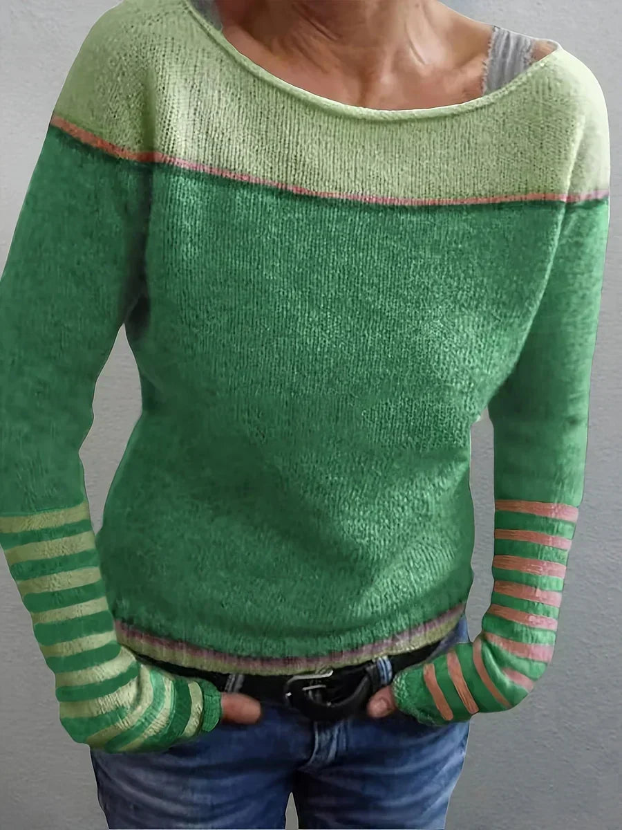 Long Sleeve Striped Knit Sweater