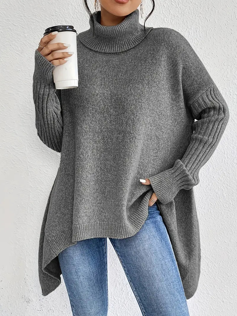 Long Ribbed Turtleneck Sweater