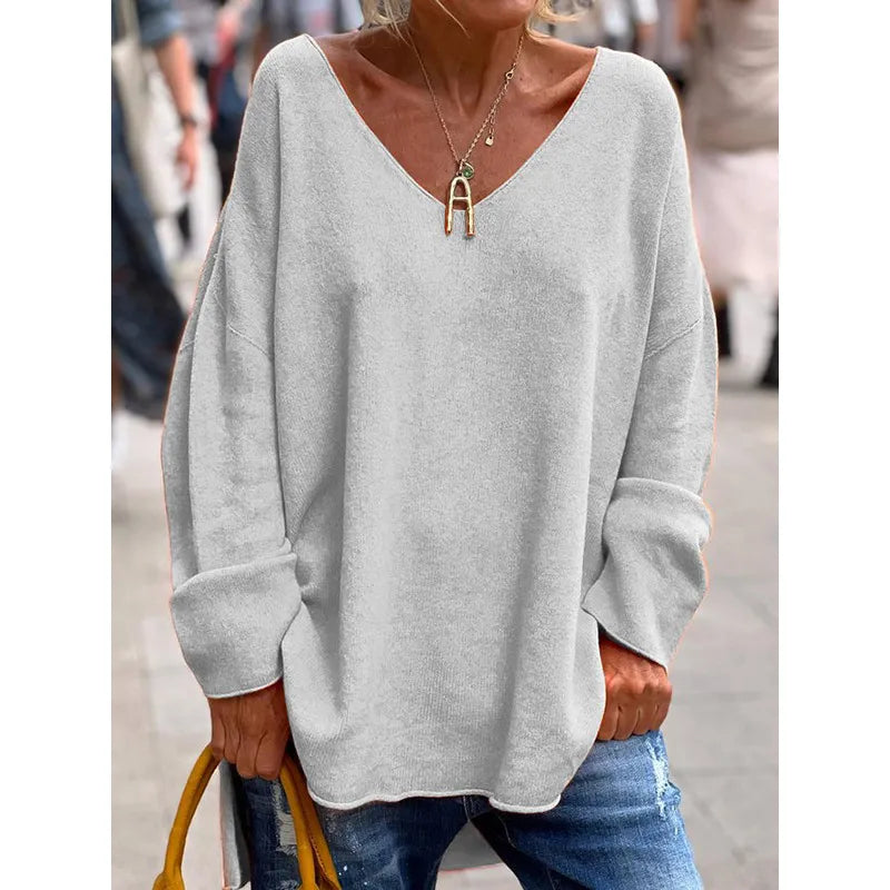 Relaxed Fit V-Neck Blouse
