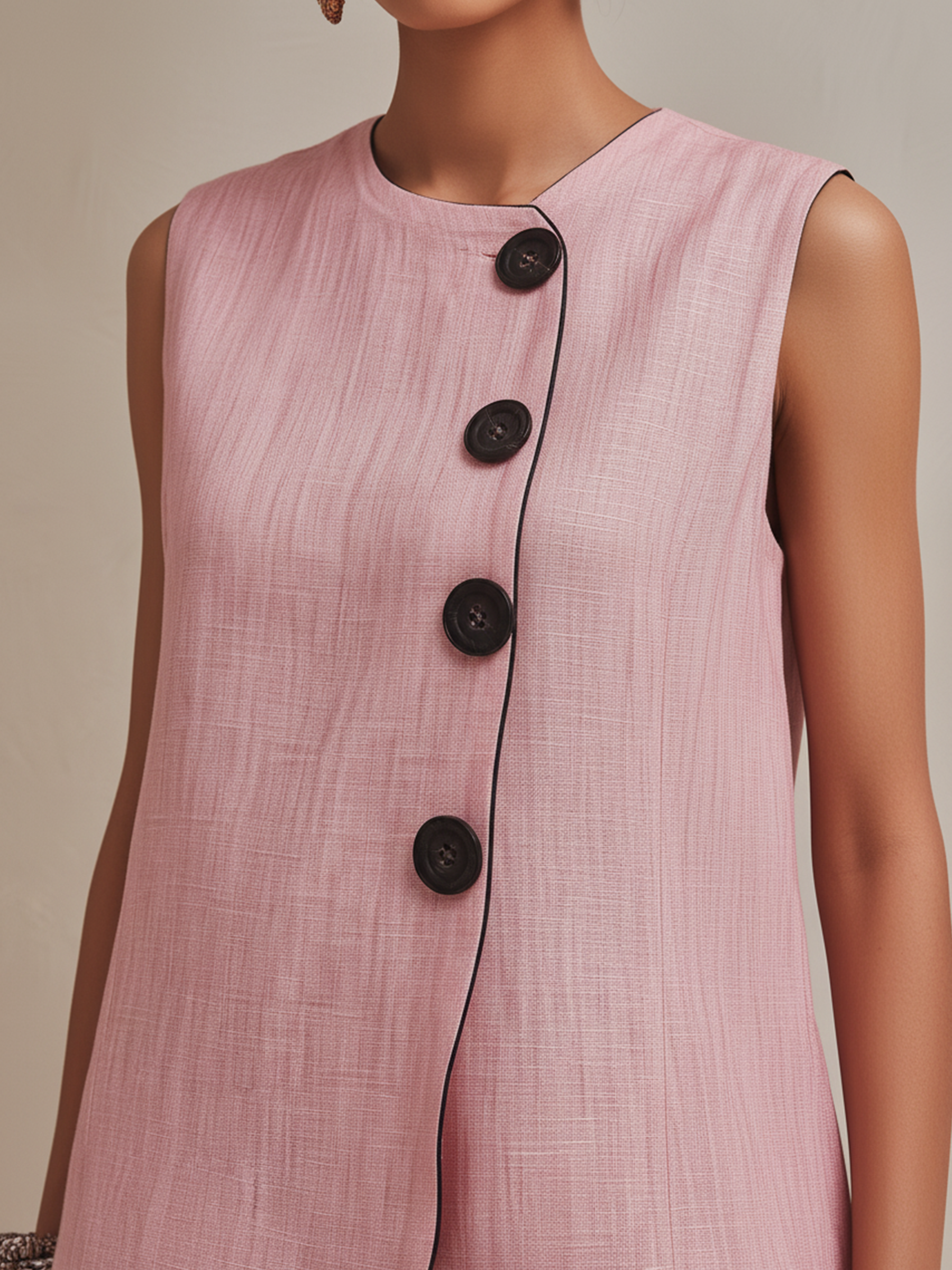 Button Vest and Striped Culotte Set