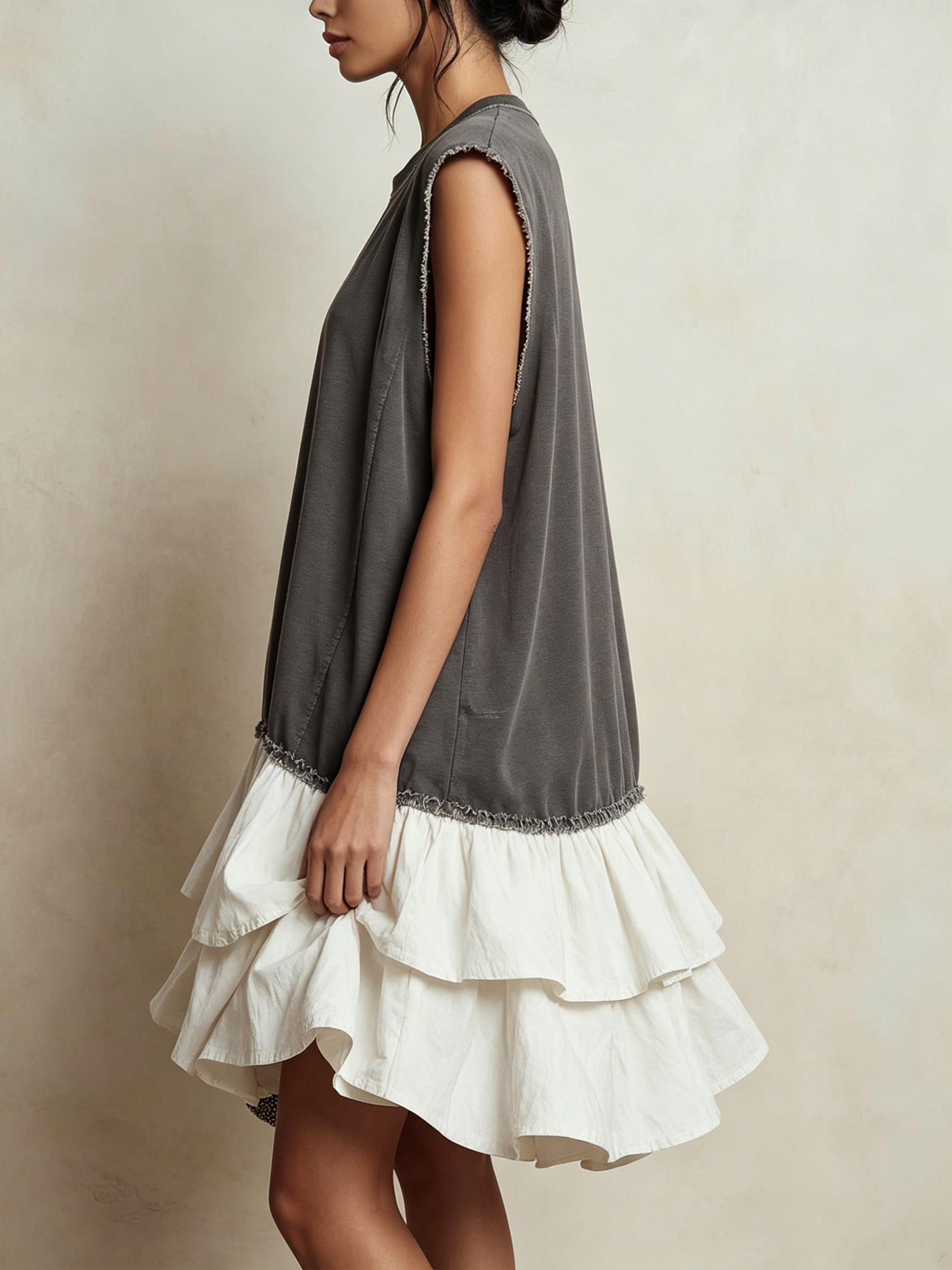 Tiered Ruffle Hem Sleeveless Mini Dress