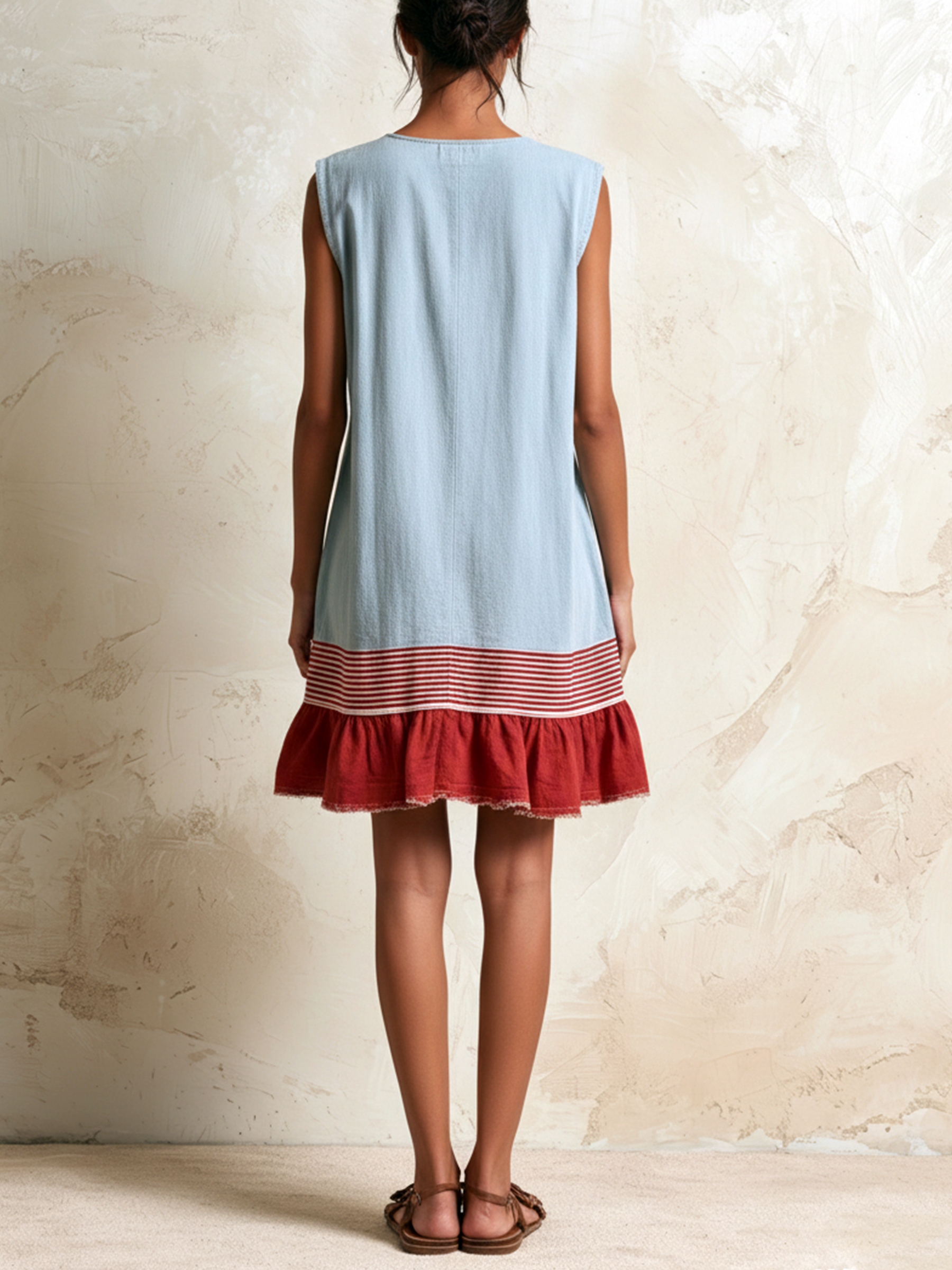 Sleeveless Tunic Dress with Ruffled Hem