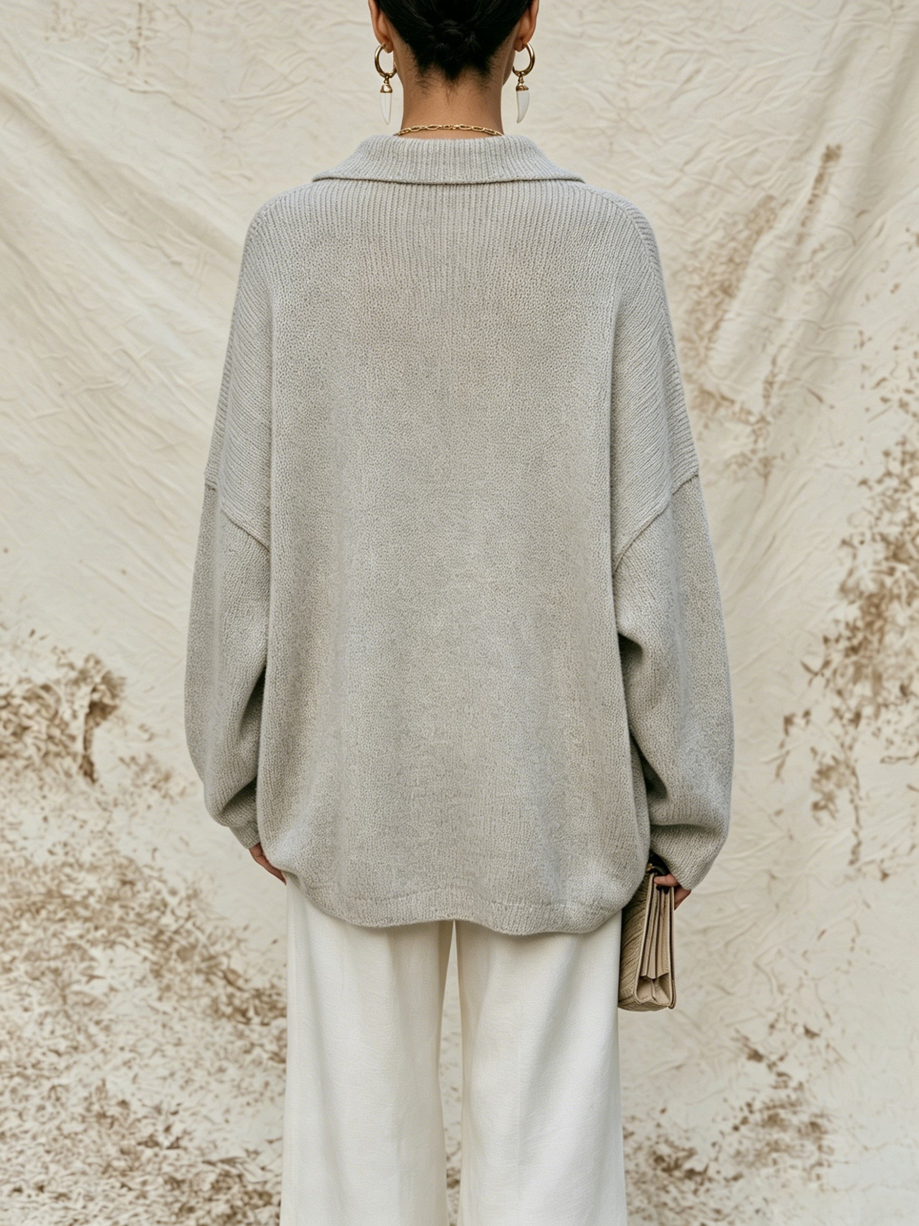 Relaxed Knit Polo Sweater