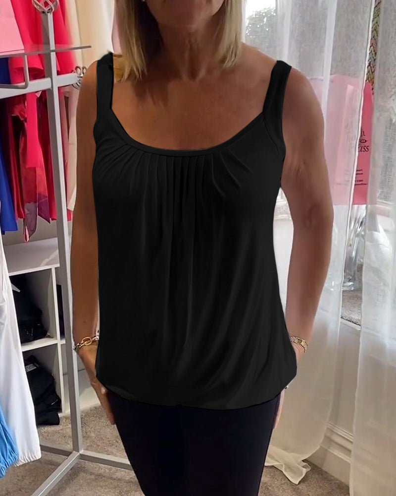 Vangie — Sleeveless Pleated Top
