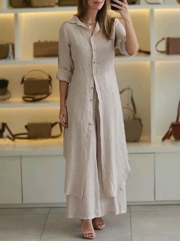 Cotton Linen Casual Two-Piece Set