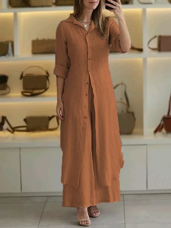 Cotton Linen Casual Two-Piece Set