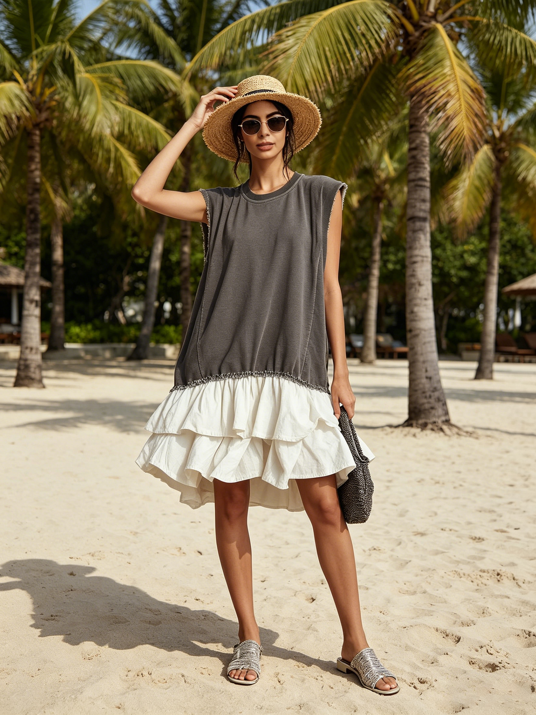 Tiered Ruffle Hem Sleeveless Mini Dress