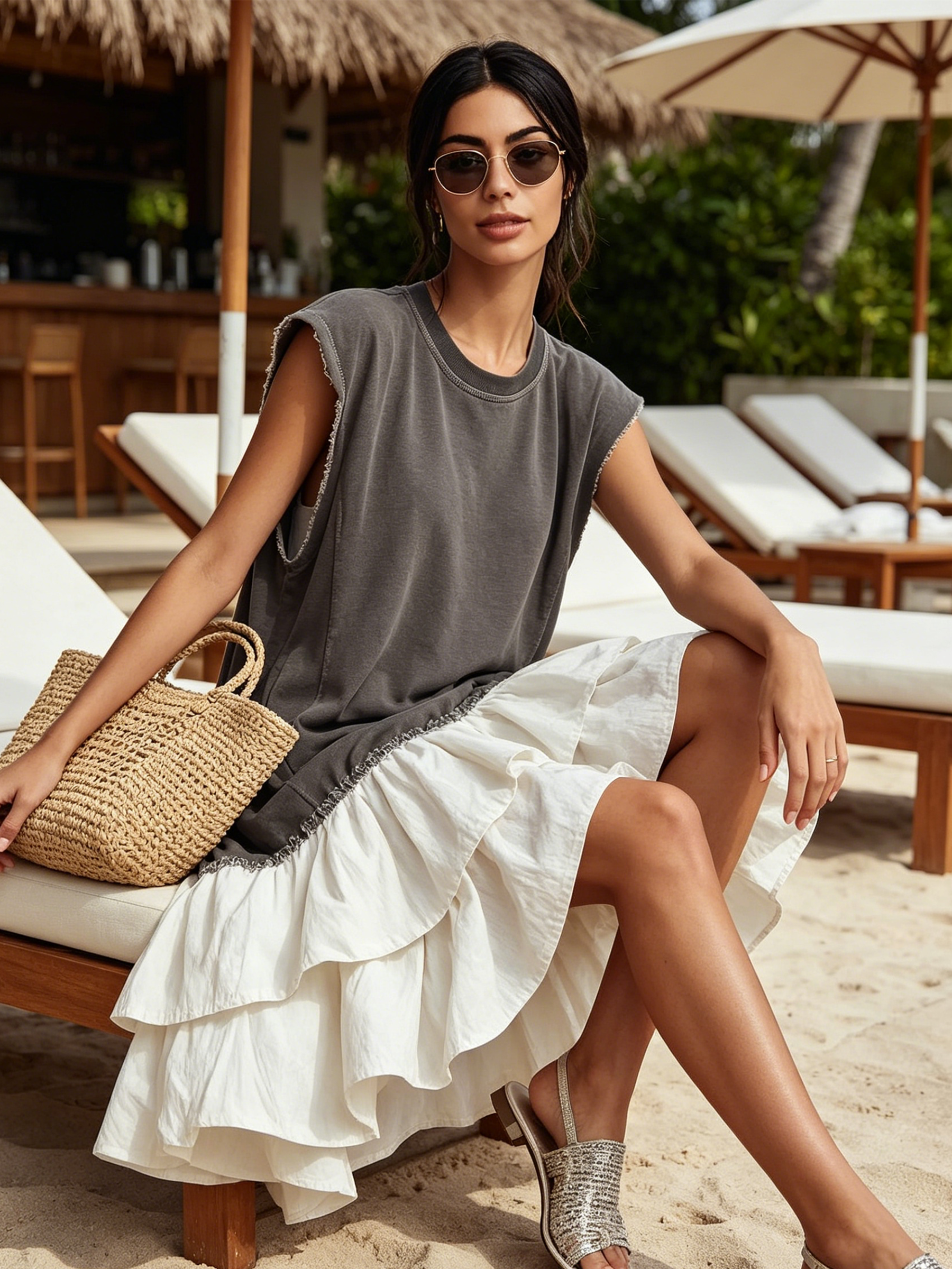 Tiered Ruffle Hem Sleeveless Mini Dress