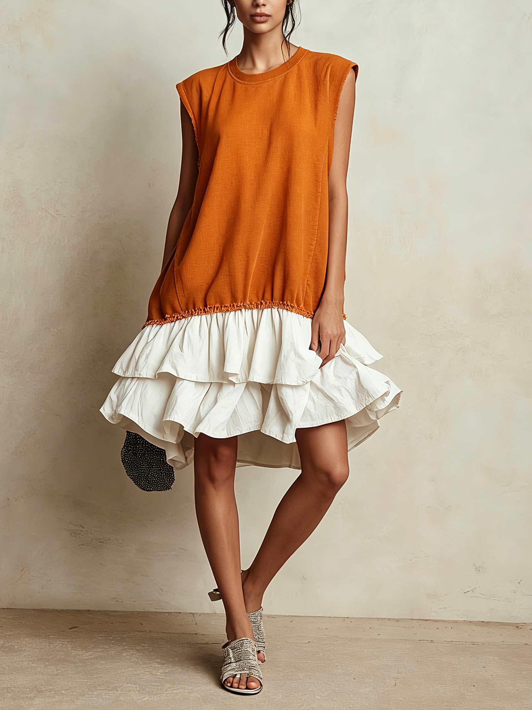 Tiered Ruffle Hem Sleeveless Mini Dress