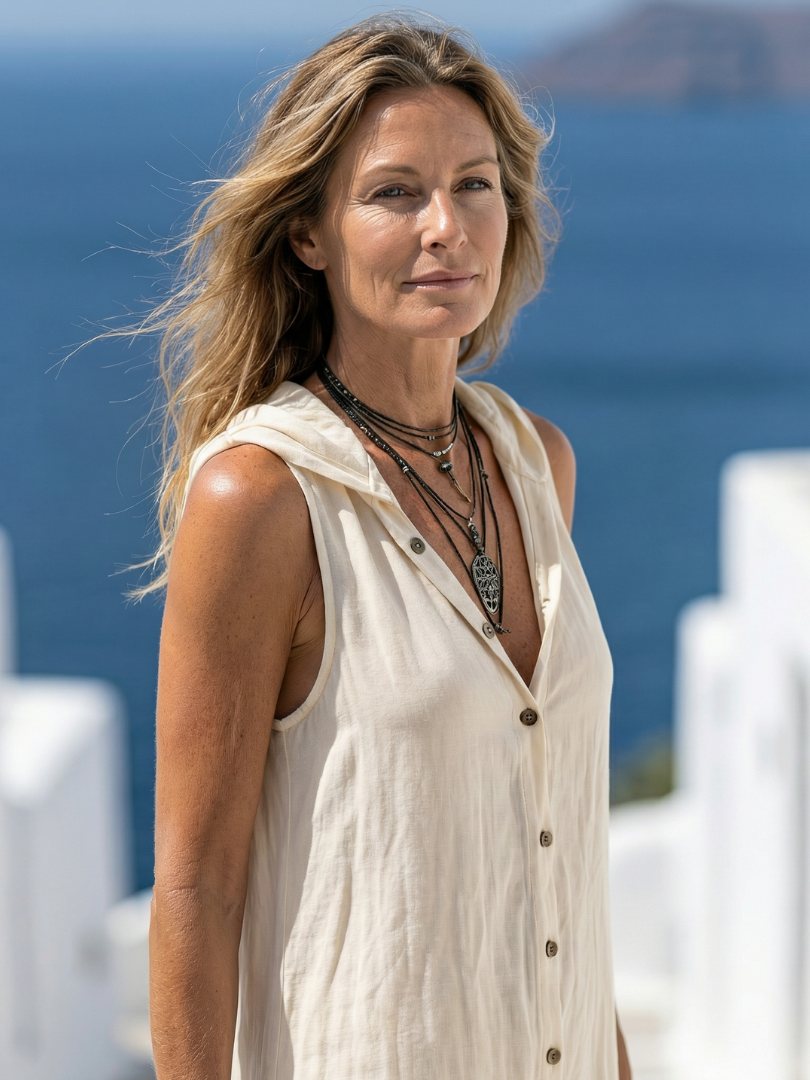 Marune — Hooded Button-Front Maxi Dress