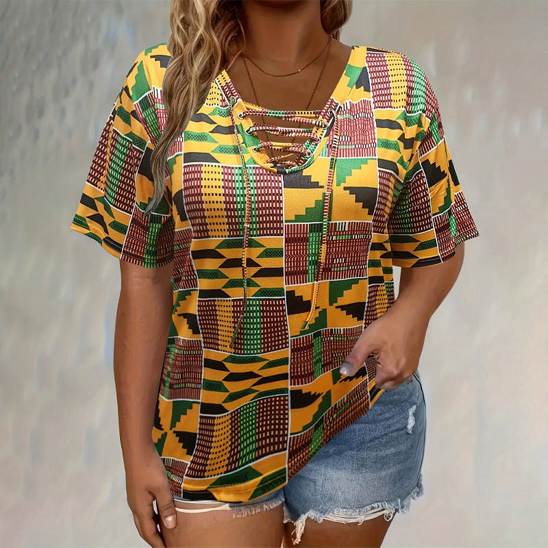 Loose Tie-Dye Tie-Front Top
