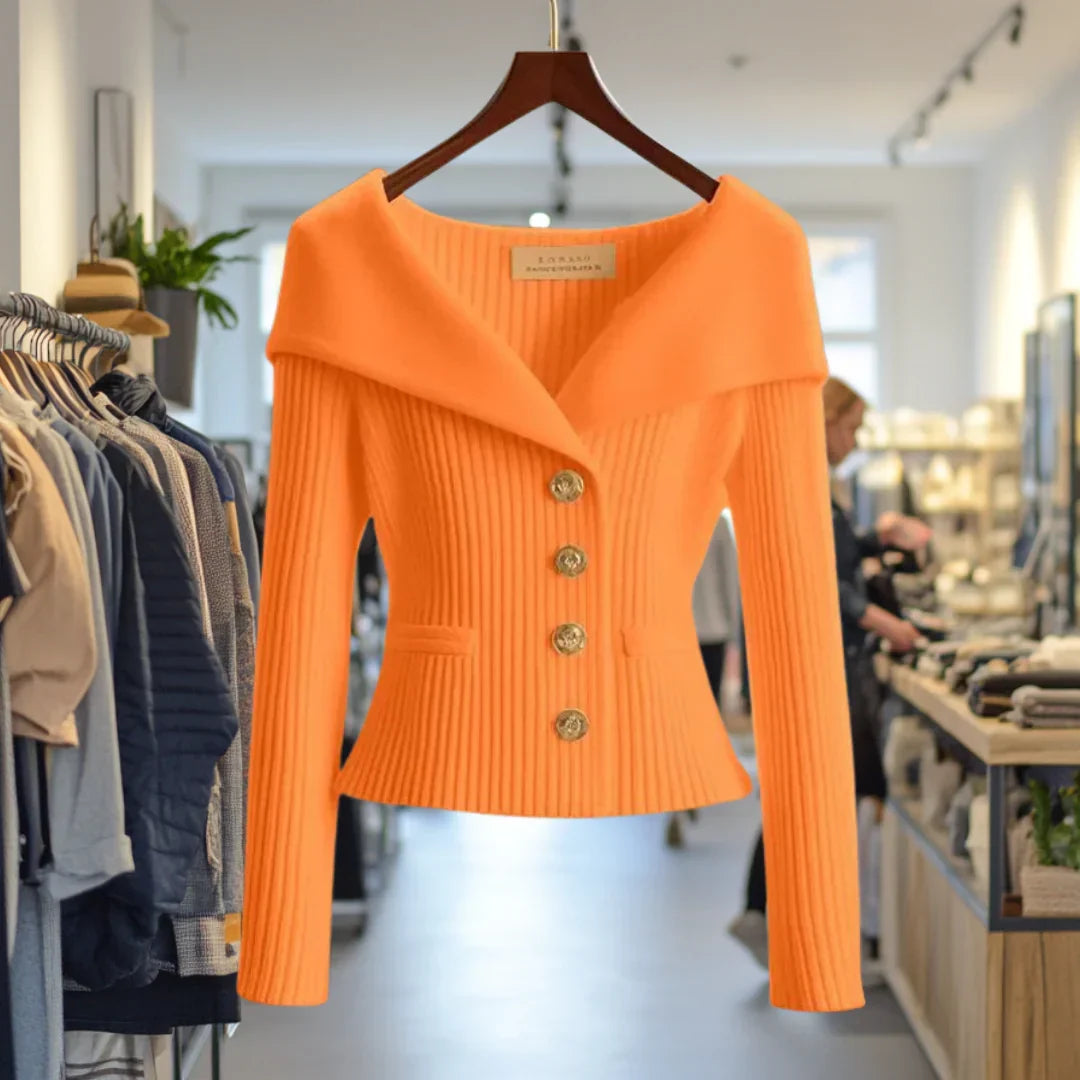 Wide Collar Button-Down Cardigan