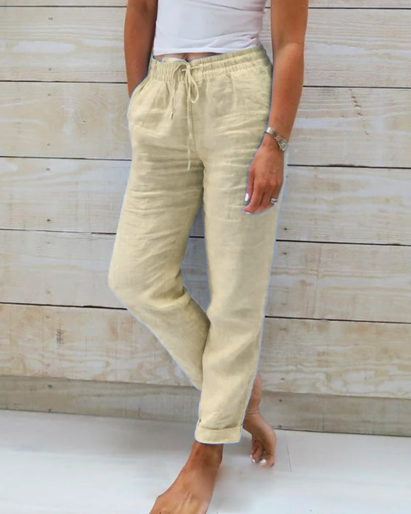 Allison — Cotton Linen Tailored Trousers
