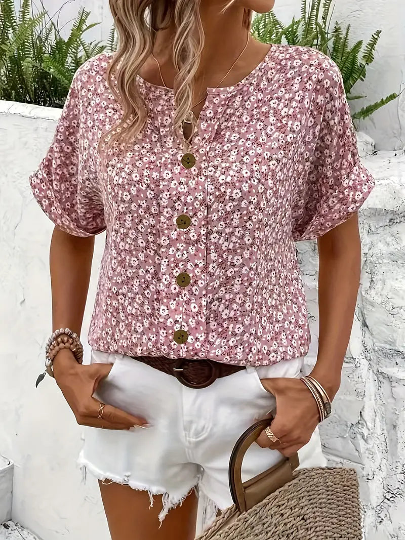 Floral Button Sun Top