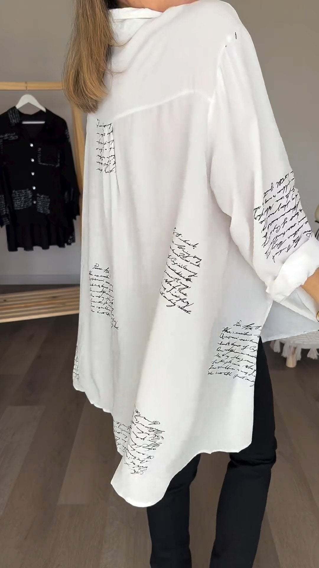 Tiemona — Script Print Button-Up Shirt