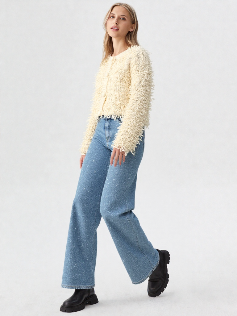 Fringed Hem Knit Cardigan