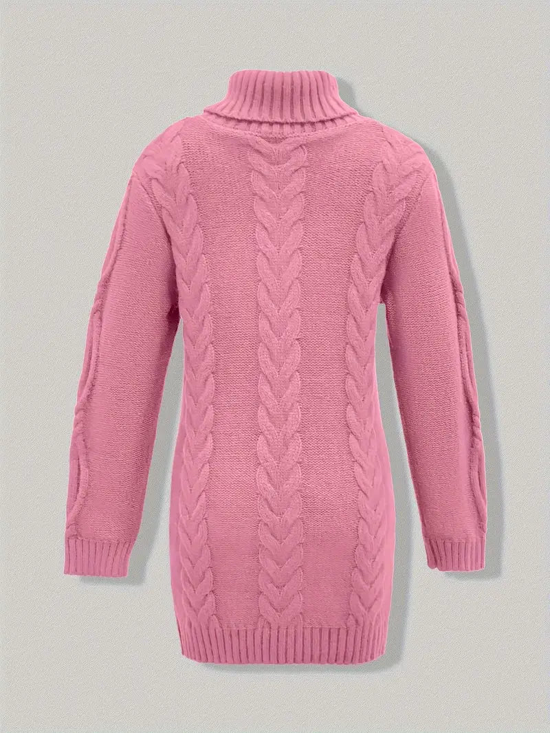 Chunky Cable Knit Turtleneck Dress