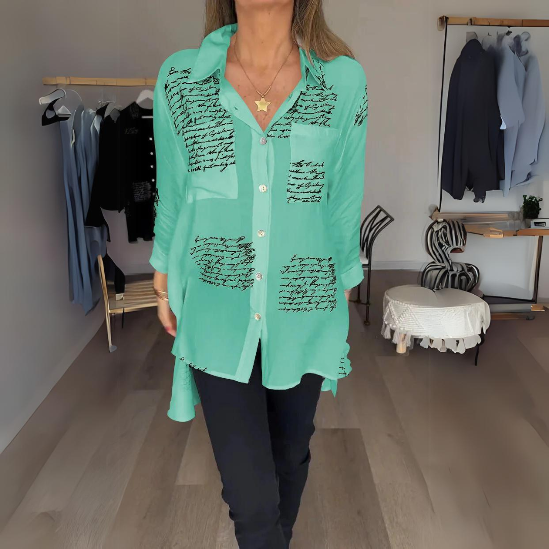 Tiemona — Script Print Button-Up Shirt