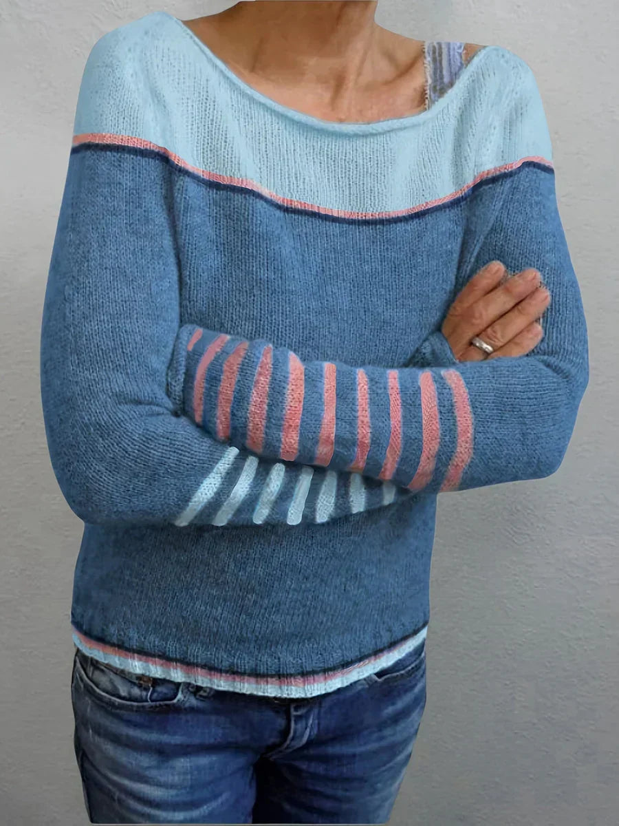 Long Sleeve Striped Knit Sweater