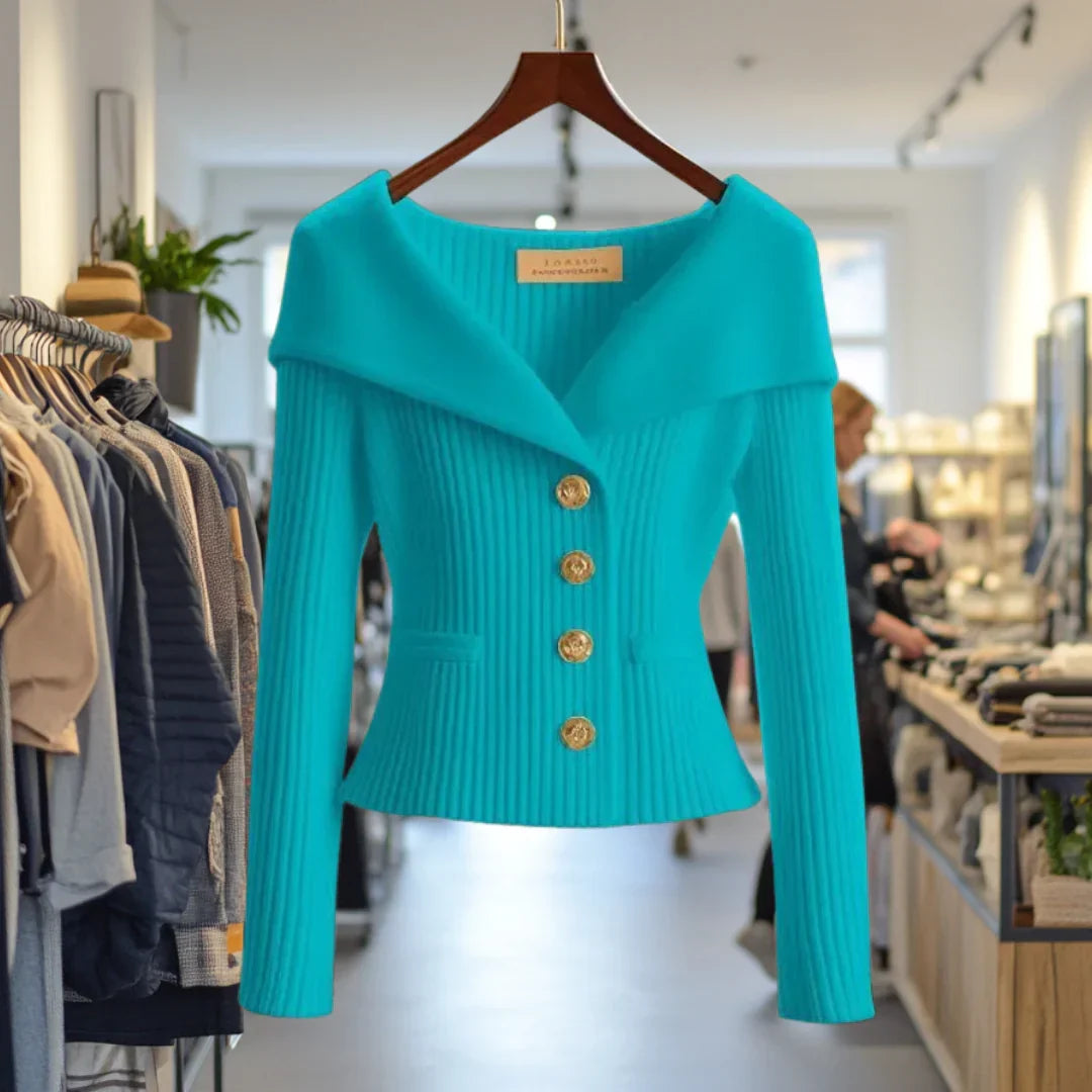 Wide Collar Button-Down Cardigan