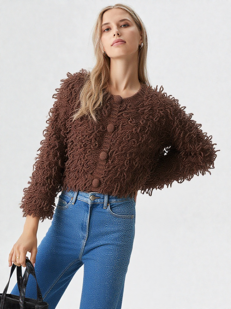 Fringed Hem Knit Cardigan