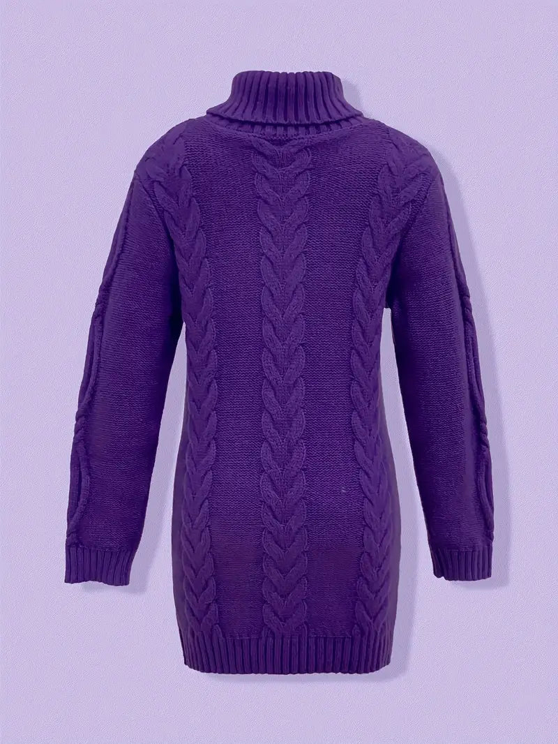 Chunky Cable Knit Turtleneck Dress