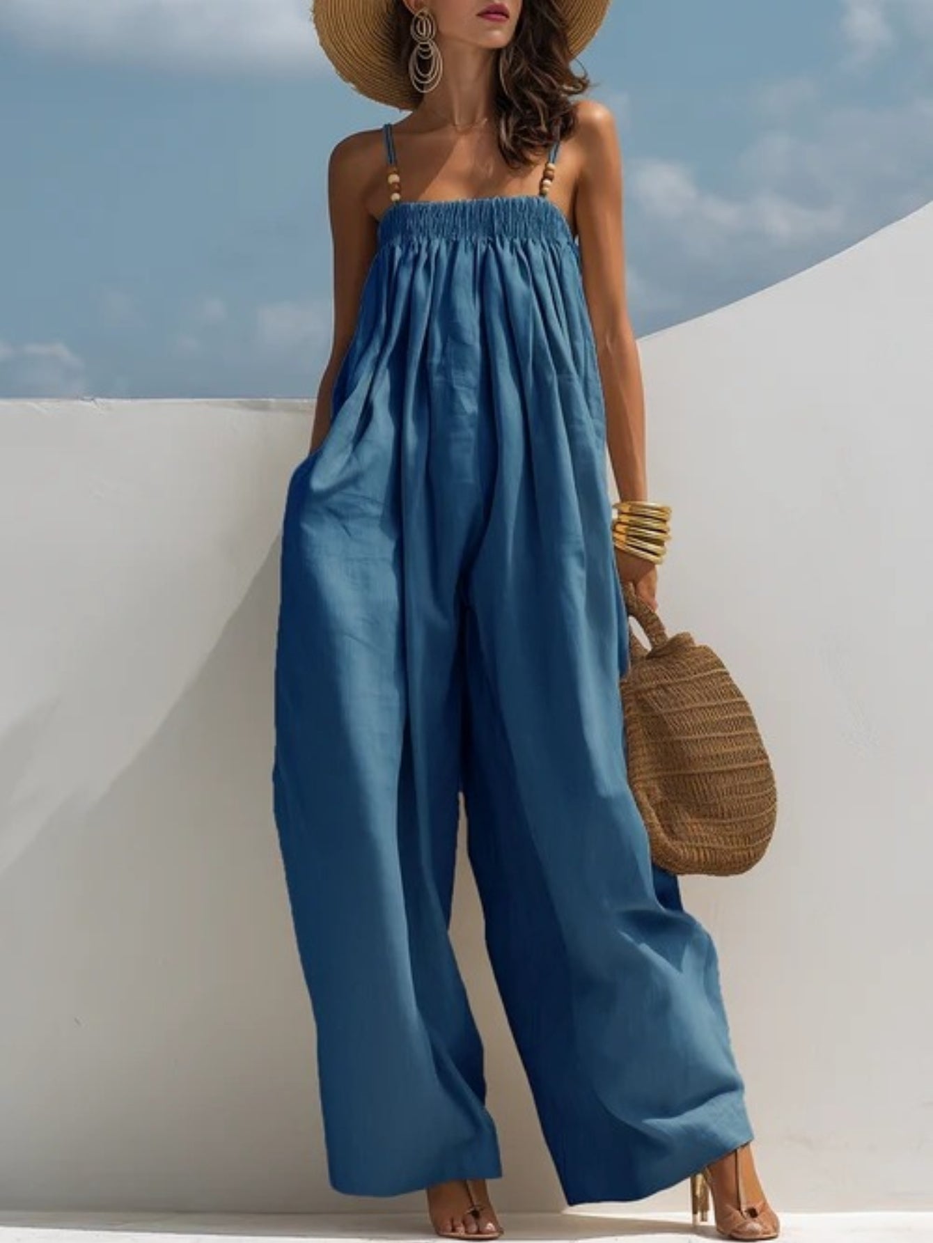 Denim Wide-Leg Jumpsuit