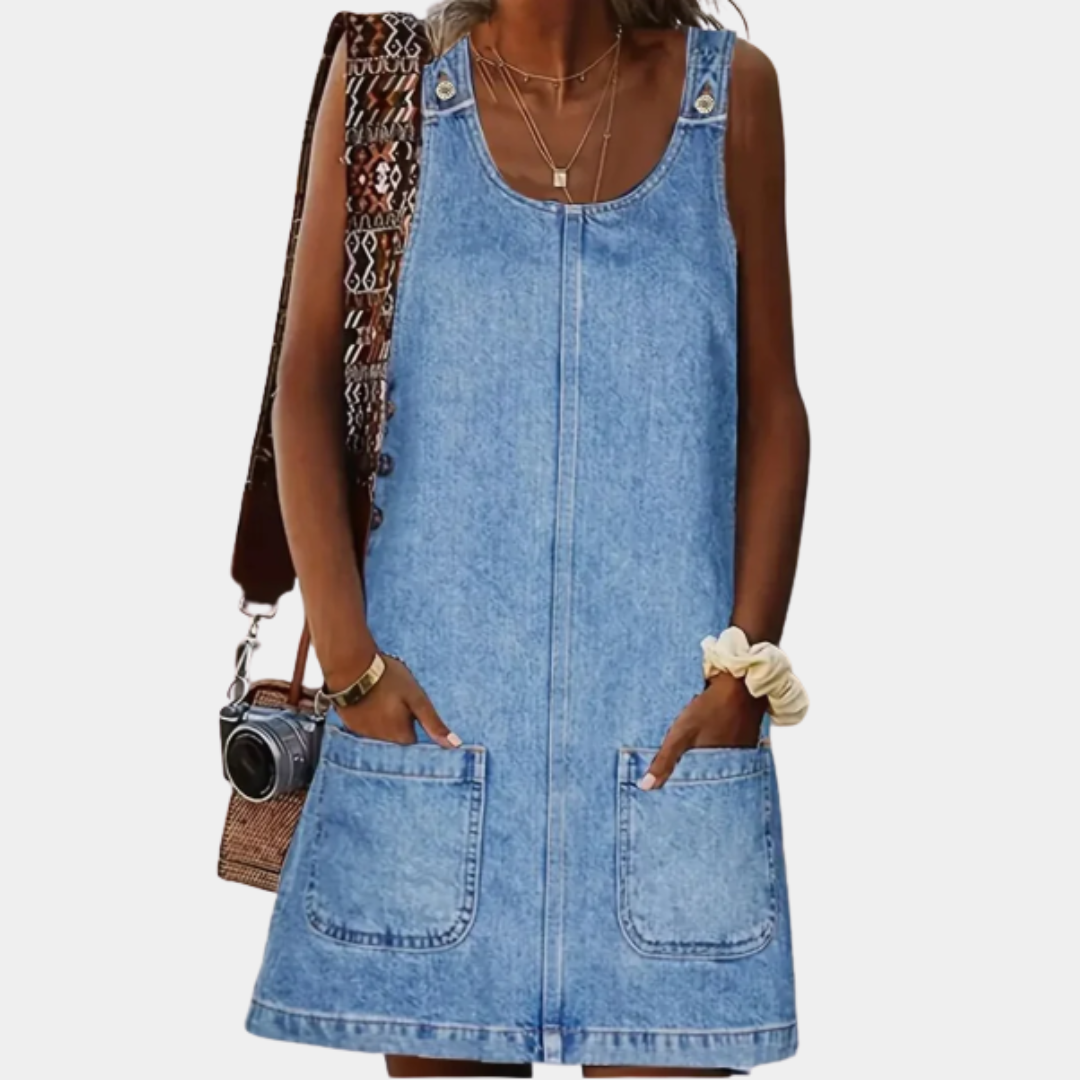 Casual Denim Pocket Dress