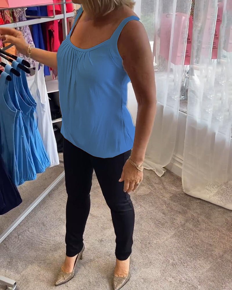Vangie — Sleeveless Pleated Top