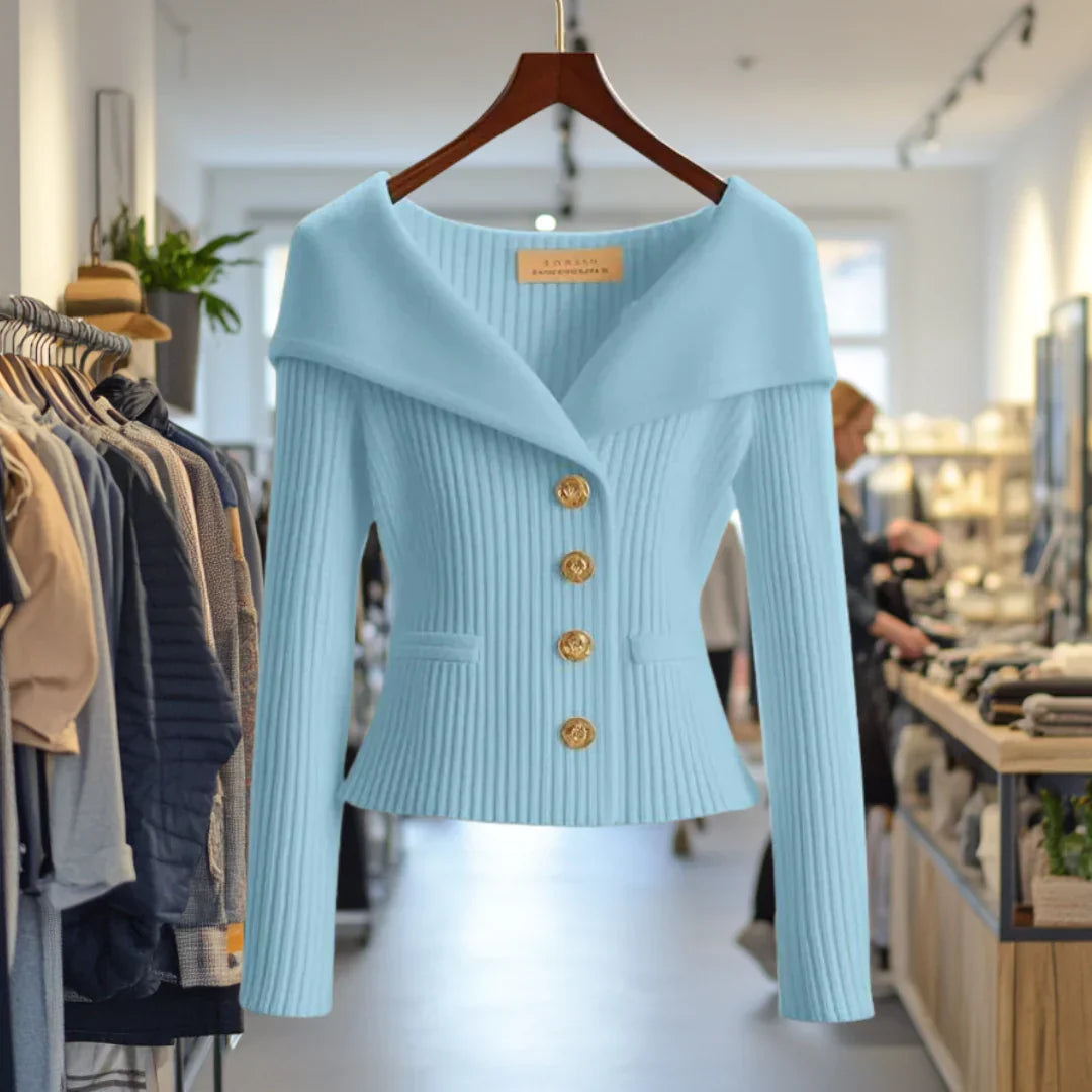 Wide Collar Button-Down Cardigan