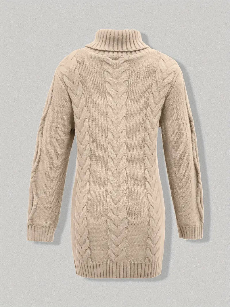 Chunky Cable Knit Turtleneck Dress