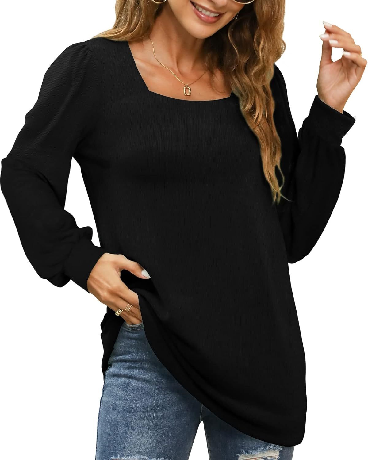 Lynne — Puff Sleeve Square Neck Top