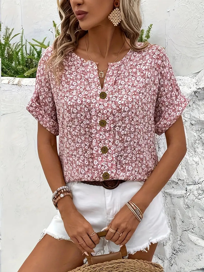 Floral Button Sun Top