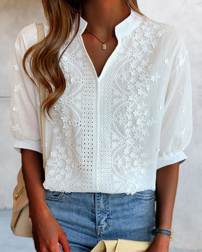 Puff Sleeve Lace Blouse