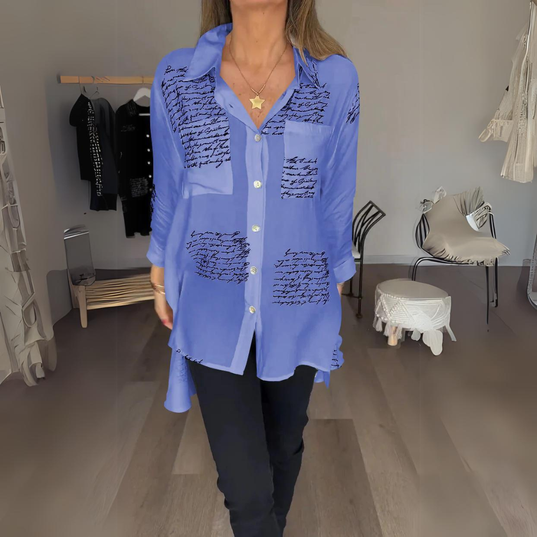 Tiemona — Script Print Button-Up Shirt