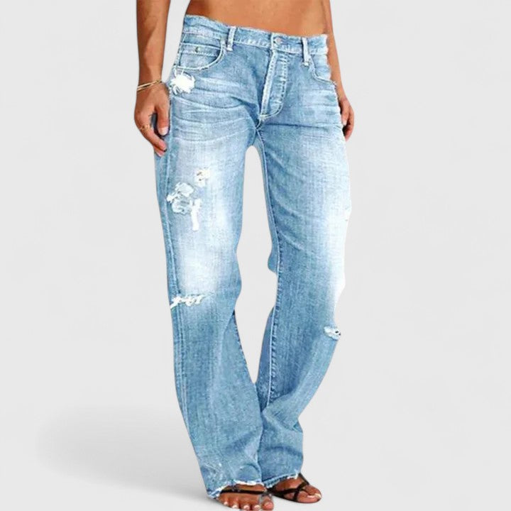 Delaney — Distressed Bootcut Jeans
