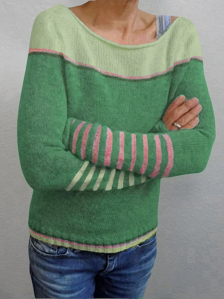 Long Sleeve Striped Knit Sweater