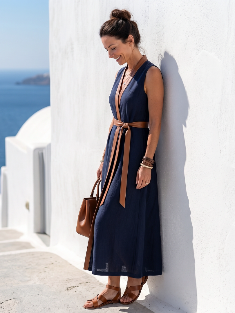 Myra — Contrast Line Midi Dress