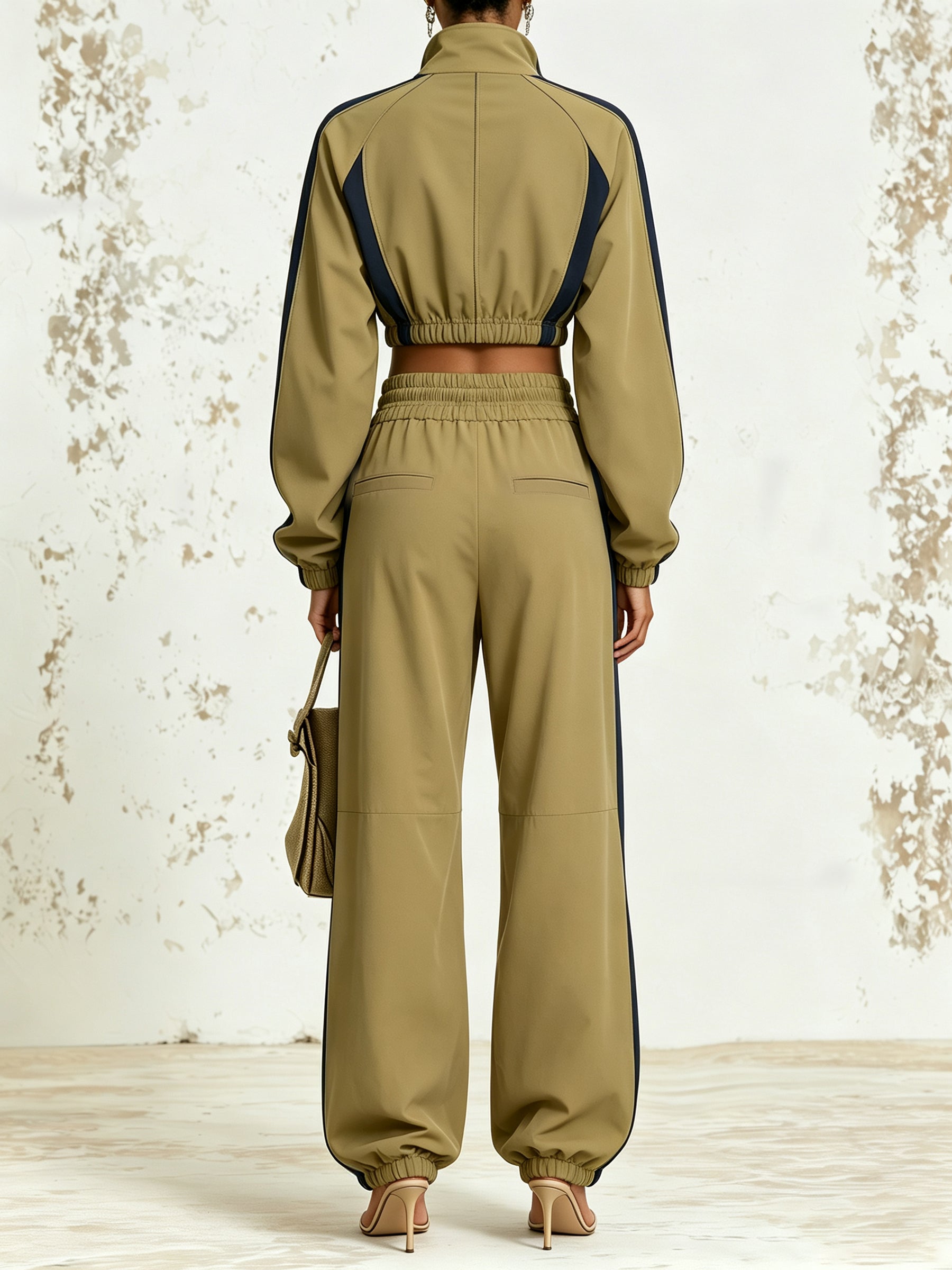 Cropped Zip Jacket and Jogger Pants Set